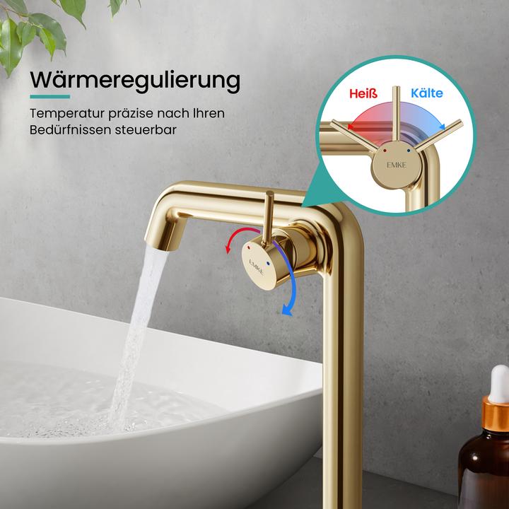 Produktbild Emke Wasserhahn Bad Messing Keramikkartusche Luftsprudler Waschtischarmatur Mischbatterie einfache Instal