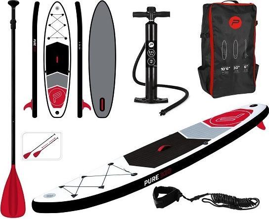 Produktbild Pure Pure2improve Stand-Up Paddle Board 4Fun Basic 320 (weiss/rot/grau, 320cm × 76cm × 15cm, 10.6kg)