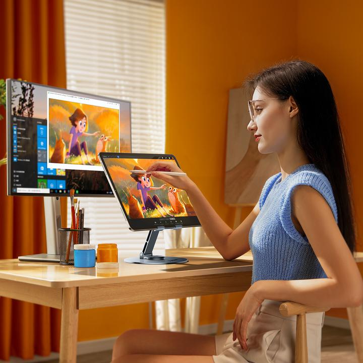 Image du produit Wozinsky WRS-DSY84SS 360° drehbarer Tablet-Ständer aus Aluminium, Grau