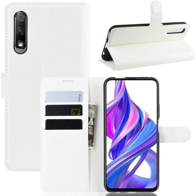 Thumbnail - MU Classic Litchi Leder Bookcover Series (Honor 9X), Smartphone Hülle, Weiss