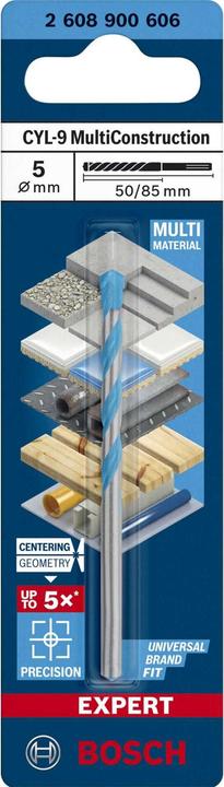 Produktbild Bosch Professional Zubehör EXPERT CYL-9 MultiConstruction Bohrer, 5 x 50 x 85 mm (5 Millimeter)