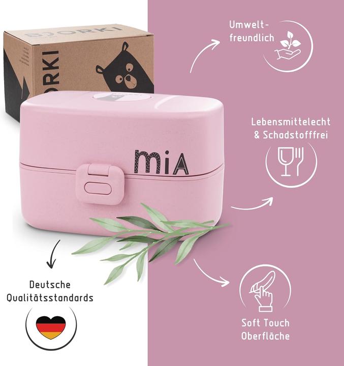 Actual product image Bjorki Auslaufsichere Bento Box für Kinder mit Namensticker