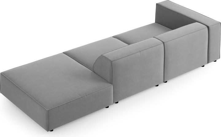 Actual product image Cosmopolitan Design Velvet Right Sofa, "Arendal", 4 Seats, Light Grey, 262x102x70 Made in Europe