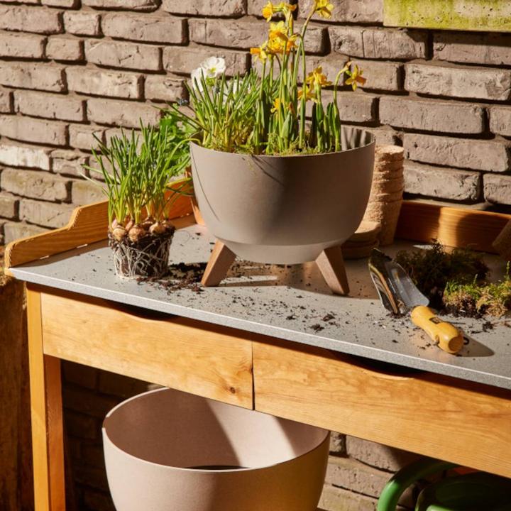 Actual product image Siena Garden M82585 Oslo Planter ECO 29 cm, Ø 29 x 23 cm plastic/wood fibres, grey (29 cm)