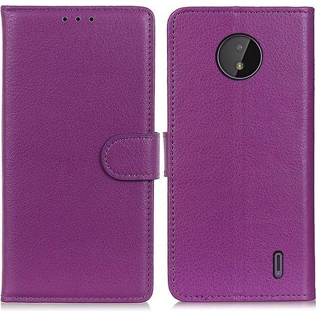 Thumbnail - MU Classic Litchi Leder Bookcover Series (Nokia C10, Nokia C20), Smartphone Hülle, Violett