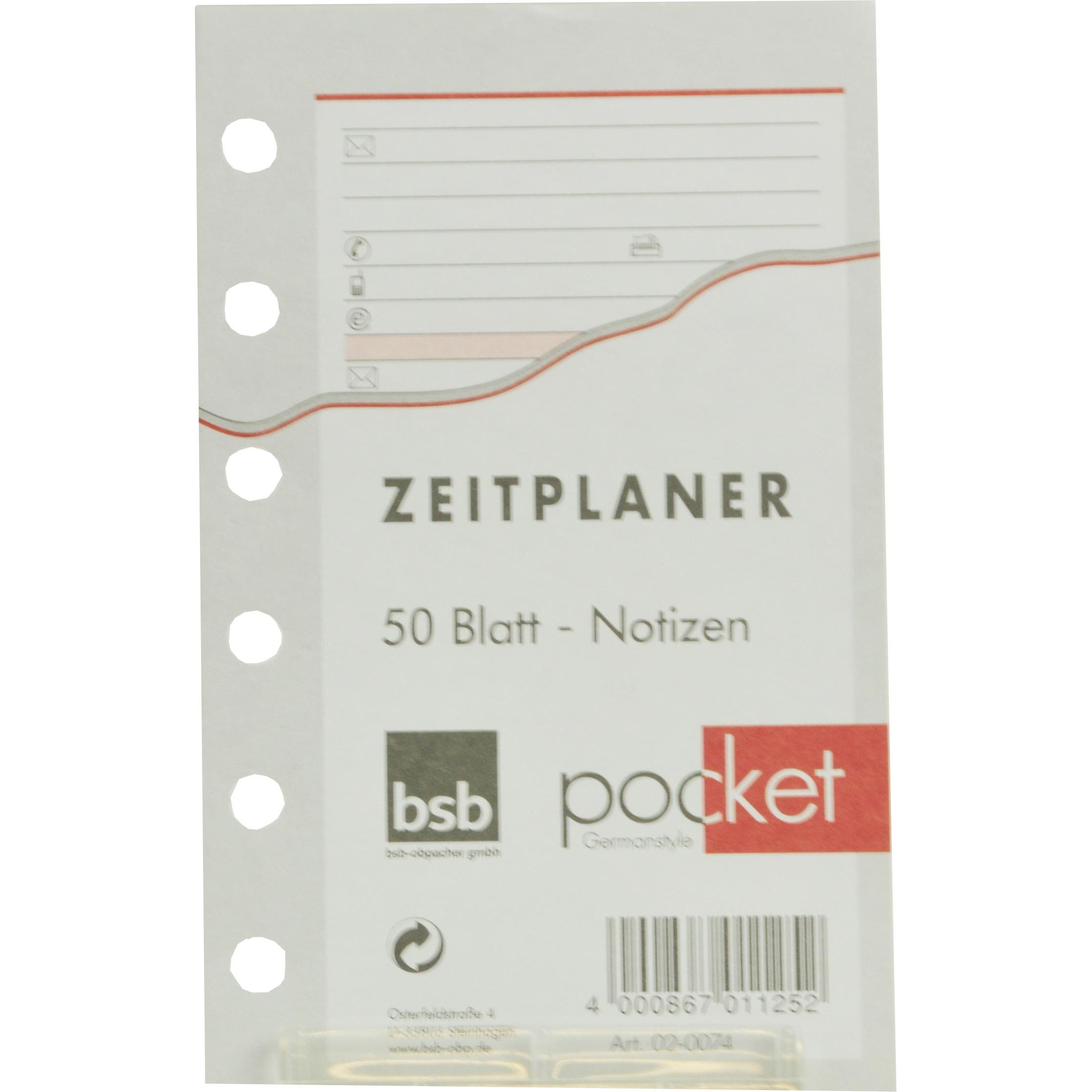 BSB-Obpacher, Kalender, Adresseinlagen ca. A7 50 Blatt (12 x 8 cm)