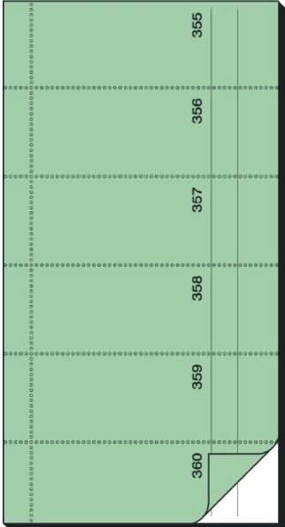 Produktbild Sigel Formularbuch "Bonbuch", 105 x 200 mm, hellgrün 360 Abrisse, mit Blaupapier, 2 x 60 Blatt (120x)
