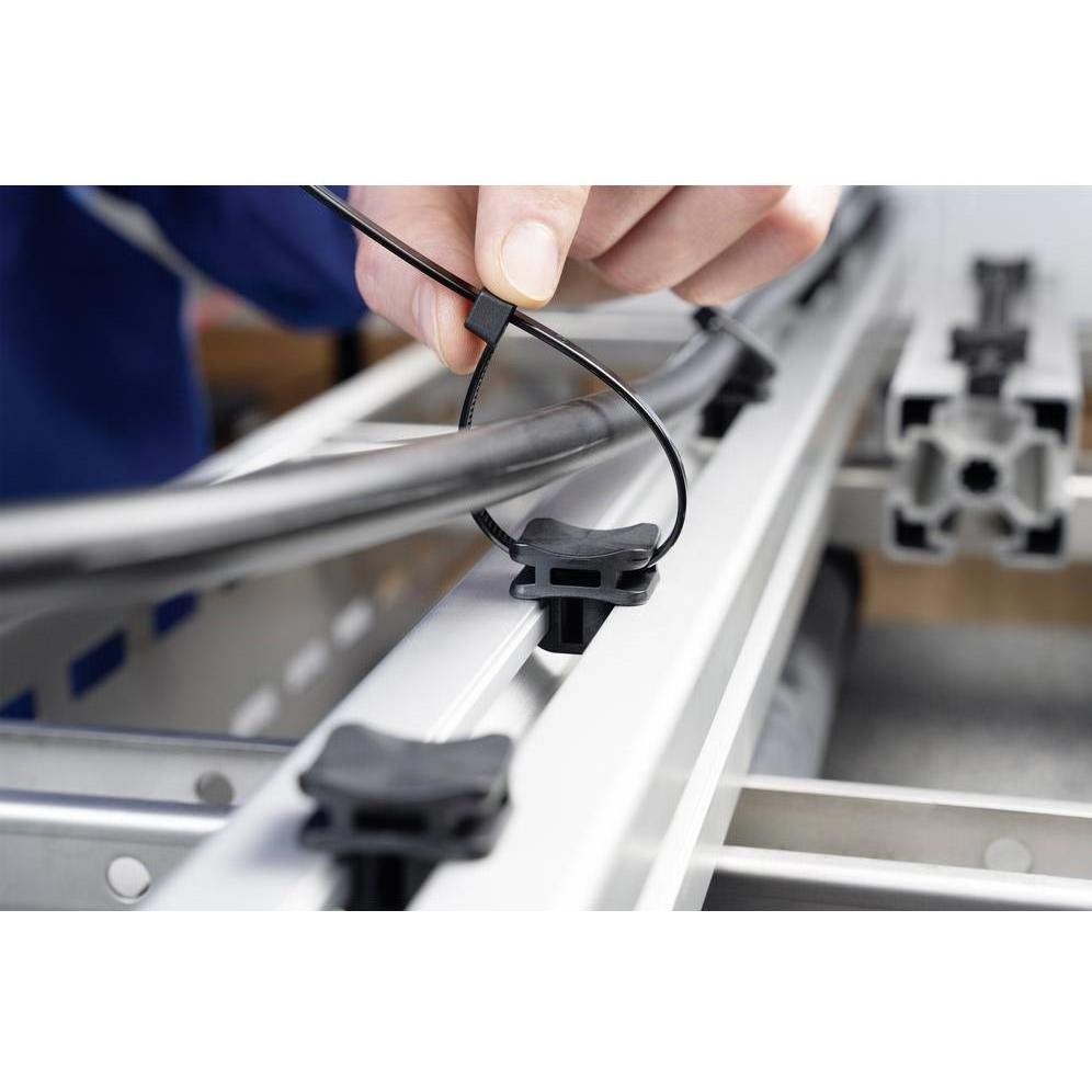 Thumbnail - HellermannTyton, Kabelbinder, ACFM7W10PT5.3 Kabelbindersockel Profilschiene 151-03246 schlagzäh Schwarz 25 St. (Befestig...