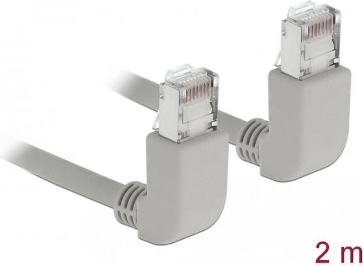Actual product image Delock Patch cable RJ-45 (M) angled upwards to RJ-45 (M) angled upwards (S/FTP, CAT6a, 2 m)