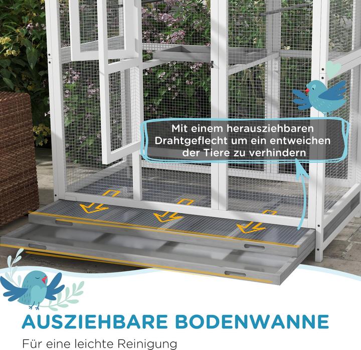 Image du produit PawHut Cage à oiseaux avec perchoir, toit en asphalte