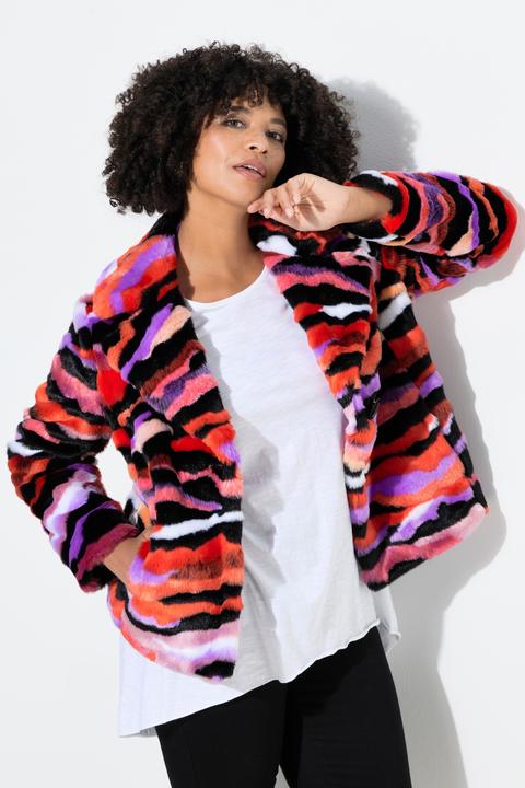 Produktbild Angel of Style Plüschjacke, Straight Fit, offene Form, farbiges Muster (50)