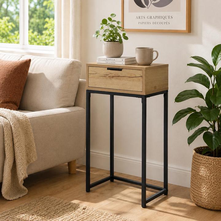 Produktbild HTI-Living Konsolentisch Cedrik 40 cm mit Schublade Artisaneiche-Schwarz (40 x 28 x 76.50 cm)