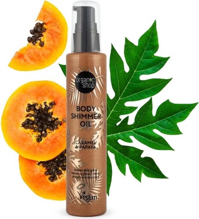Produktbild Organic Shop Body Shimmer Oil Caramel & Papaya 100ml (Körperöl, 100 ml)
