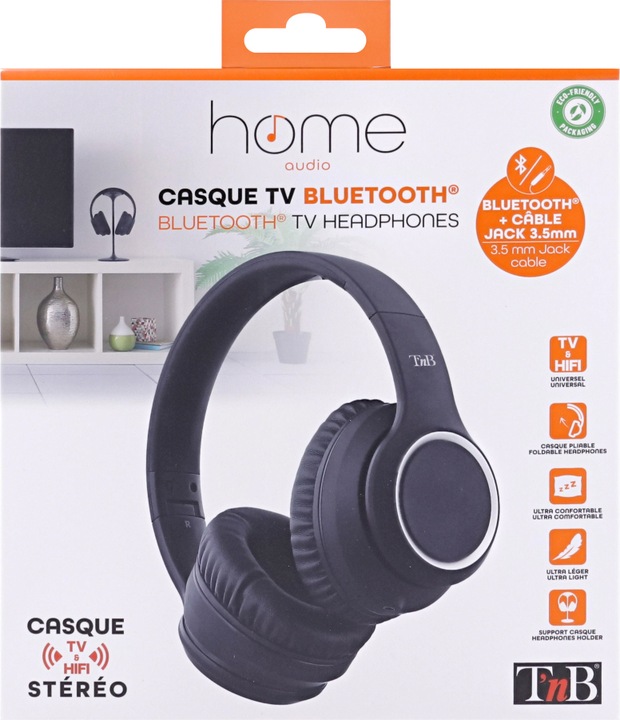Image du produit T'nB Casque pour TV avec Bluetooth 10m, 20Hz-20KHz, 7h, CBTHOME (pas de réduction du bruit, 7 h, Filaire)