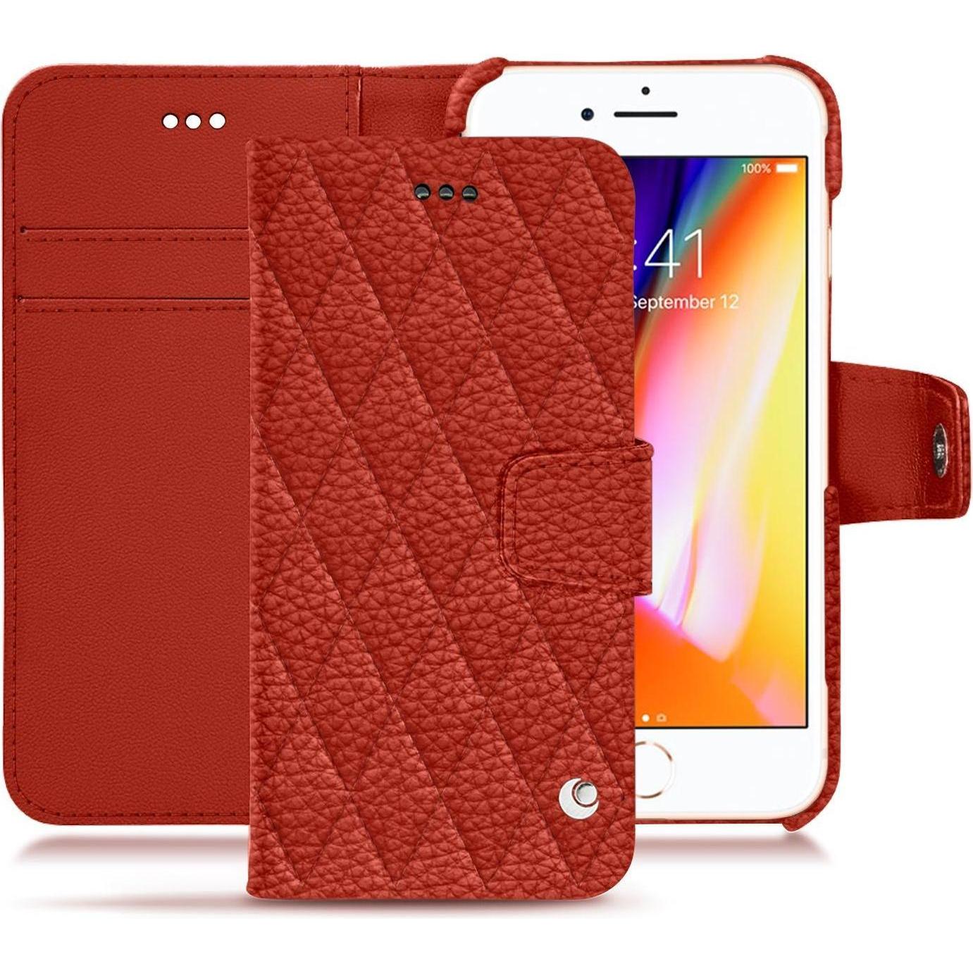 Noreve Lederschutzhülle Wallet (Apple iPhone 8), Smartphone Hülle, Orange