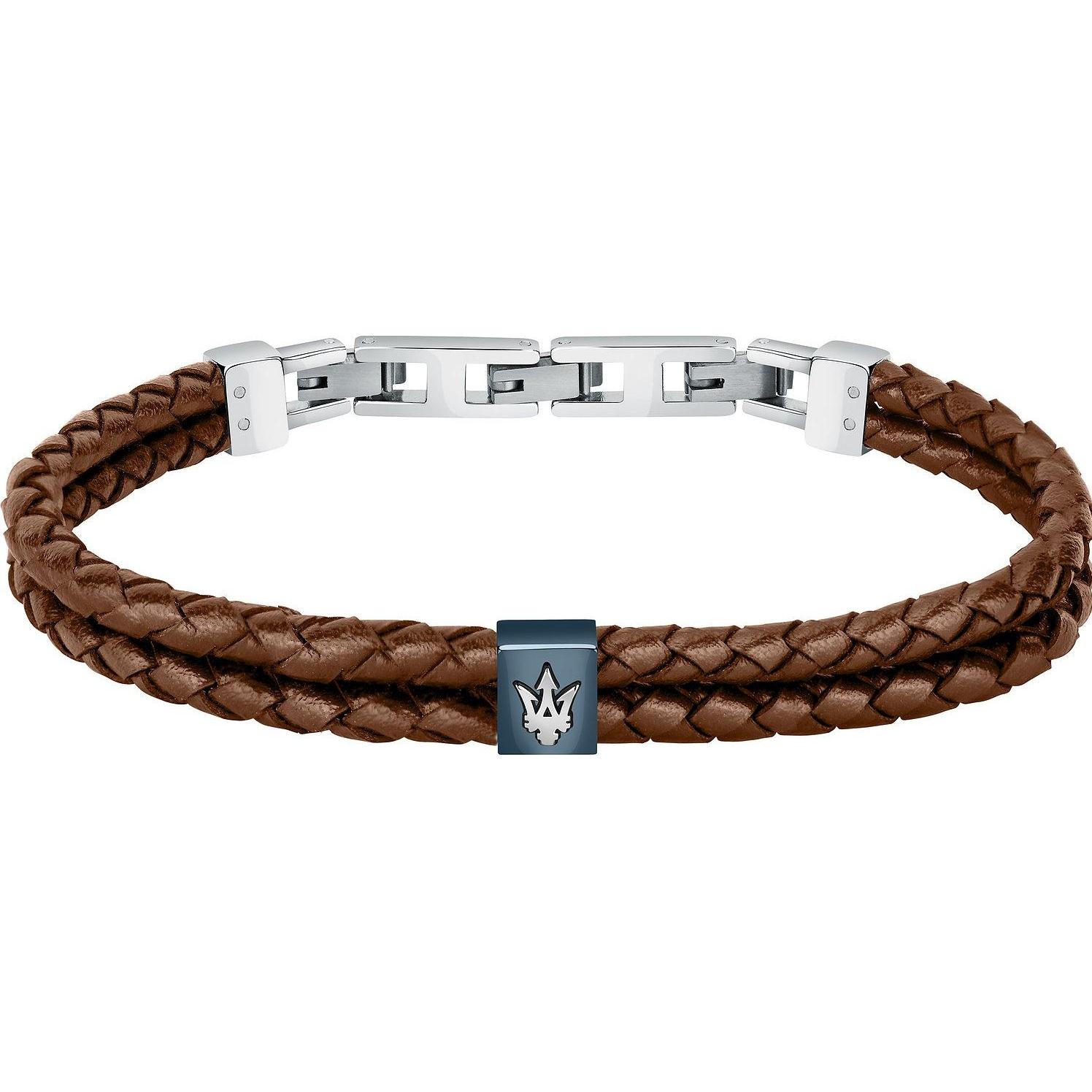 Maserati, Armschmuck, Armband, (22 cm, Edelstahl, Leder, Recycelt)