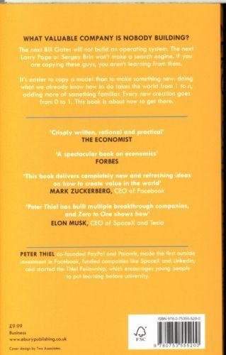 Produktbild Zero to One, English edition (Englisch, Peter Thiel, 2015)