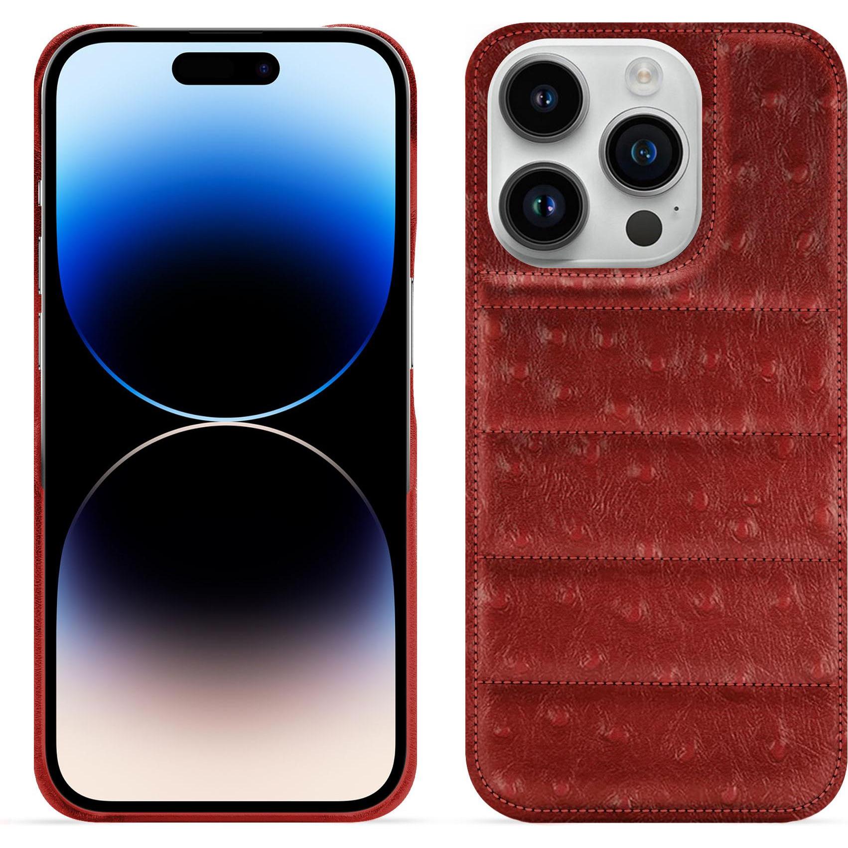 Noreve Lederschutzhülle (Apple iPhone 15 Pro), Smartphone Hülle, Rot