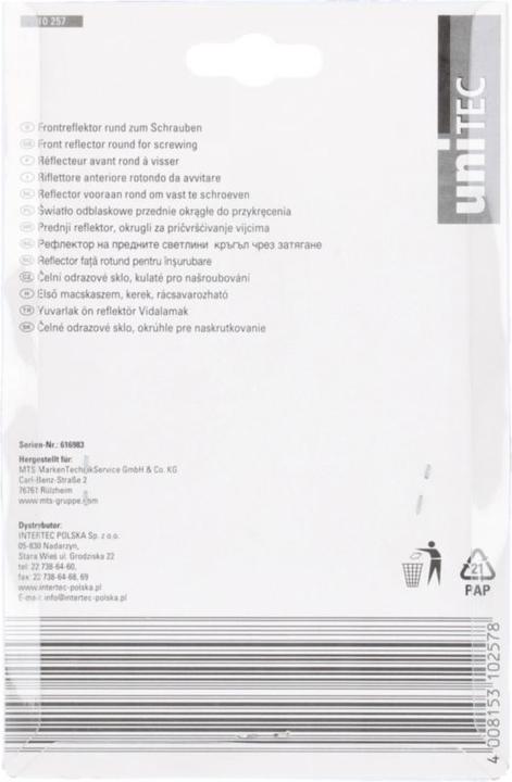 Produktbild Unitec Frontreflektor