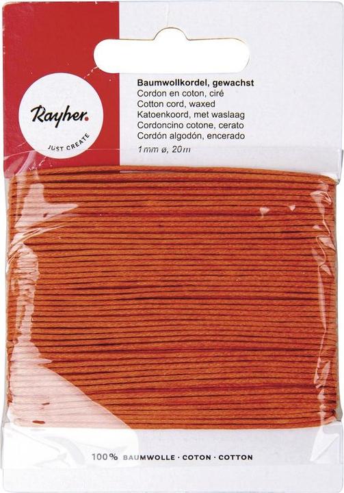 Image du produit Rayher Cordon de coton ciré orange 20m