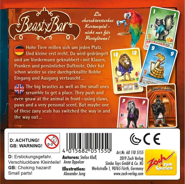 Immagine prodotto Zoch ZOC05155 - Beasty Bar *Nuovo*, gioco di carte, per 2-4 giocatori, dagli 8 anni in su (Tedesco, Inglese)