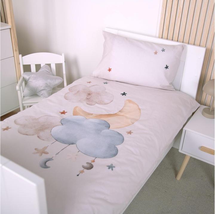 Actual product image Babybest Moon and Stars bed linen "Made in green" (100 x 135 cm, 40 x 60 cm)