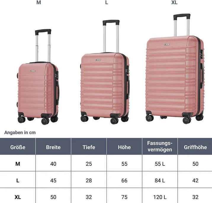 Produktbild Juskys 3-teiliges Hartschalenkoffer-Set mit 360° Rollen (120 l)