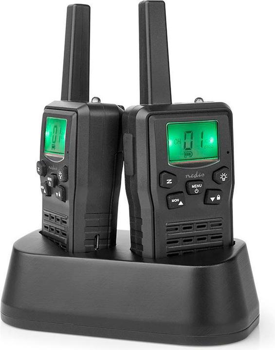 Actual product image Nedis Walkie-talkie set 2 handsets Up to 10 km Frequency channels: 8 PTT / VOX Up to 6 hours Charging (10 km)