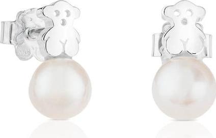 Actual product image Tous Silver small earrings with bear and real pearl 615270135