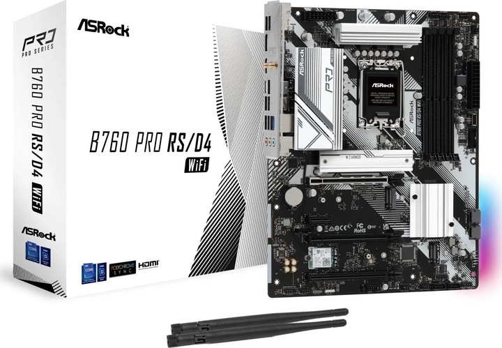 Actual product image AsRock B760 PRO RS/D4 WIFI LGA1700 (LGA 1700, Intel B760, ATX)
