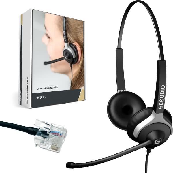 Gequdio Headset 2-Ohr kompatibel für Unify/Siemens Telefone inklusive Anschlusskabel (Kabelgebunden), Office Headset, Sc...
