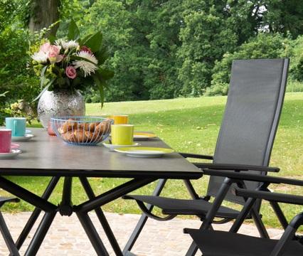 Actual product image Acamp Set 4x SPRING folding chairs + 1x ALPHA glass table (160 x 80 x 110 cm)