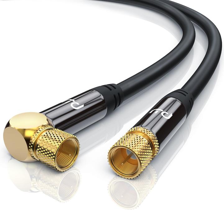 Produktbild Primewire SAT Kabel HDTV 90° gewinkelt - Premium SAT Koaxialkabel - TV Radio DVB-T DVB-C - 4 Fach Schirmung (135 dB, SAT Kabel)