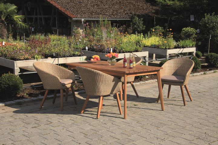 Produktbild Acamp Set 4x ATACAMA Armsessel teak + 1x ATACAMA Tisch Holz teak (180 x 90 x 76 cm)