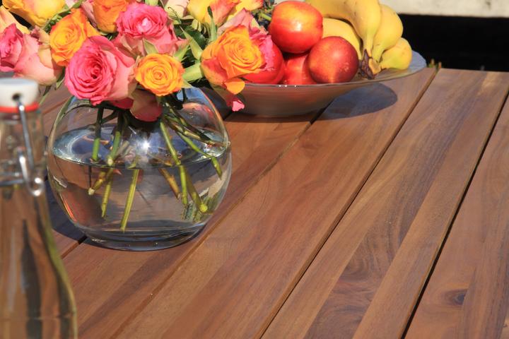 Produktbild Acamp Set 4x ATACAMA Armsessel teak + 1x ATACAMA Tisch Holz teak (180 x 90 x 76 cm)