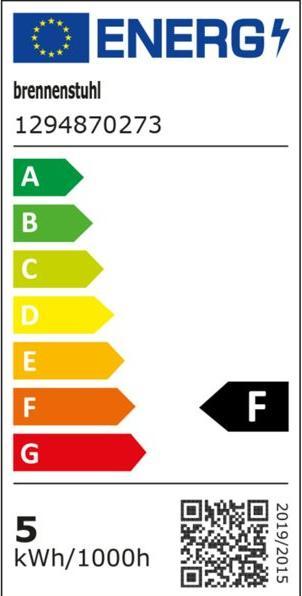 Energie-Label Brennenstuhl LED Glühlampe Standard WiFi E27 470lm 2200K 4,9 (E27, 470 lm, 1 x)