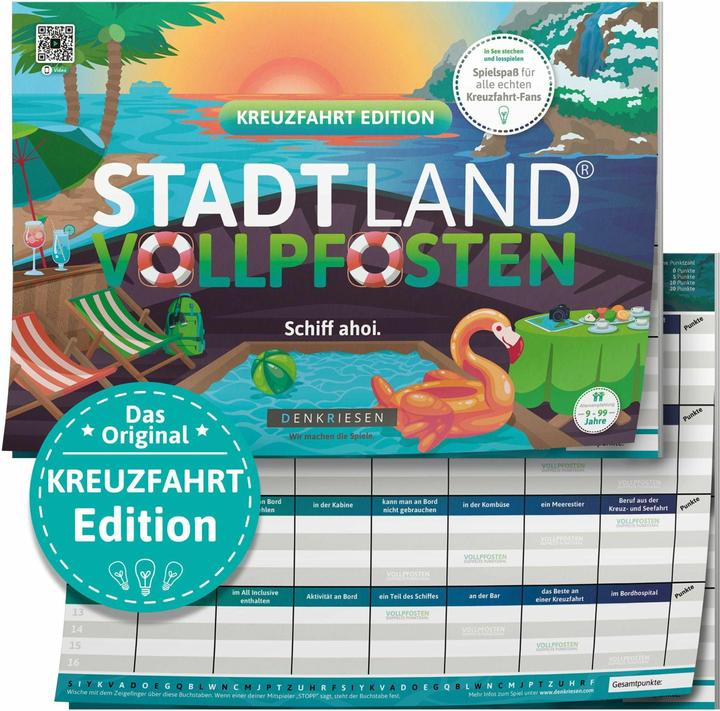 Actual product image Denkriesen Stadt Land Vollpfosten - A4 Block Cruise Edition (d) (German, 2 - 12 Players)