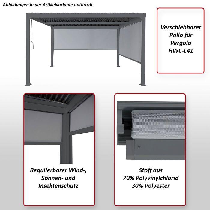 Actual product image Mendler Side wall for pergola HWC-L41, fabric/textile 3x3m, white (300 cm, 300 cm)