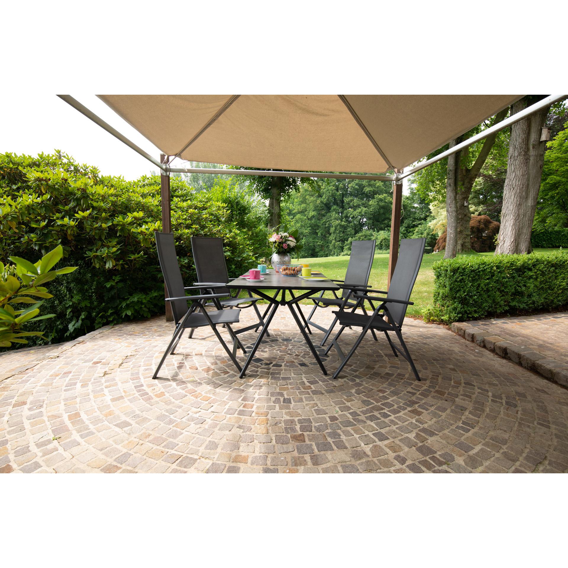 Thumbnail - Acamp, Gartentisch + Balkontisch, Set 4x SPRING Klappsessel + 1x ALPHA Glastisch (160 cm)