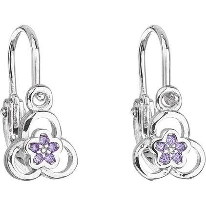 Evolution Group, Ohrringe, Silver childrenÂ's earrings with zircon Violet 11171.3 for kids
