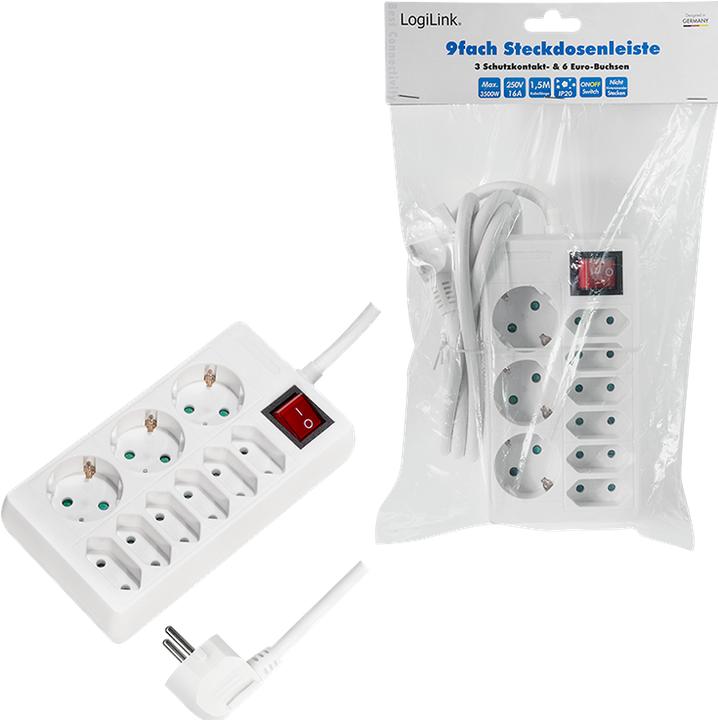 Actual product image LogiLink Socket strip (9x, CEE 7/3, 1.50 m)