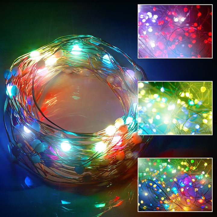 Immagine prodotto Luminea 2 fili luminosi RGB LED con controllo musicale, WLAN e app, USB, 10 m (0.09 m)