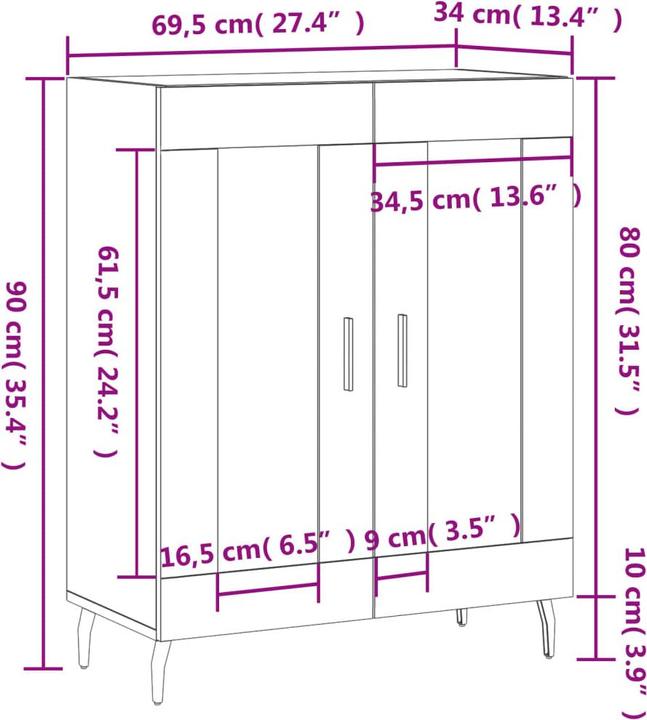 Produktbild vidaXL Sideboard (69.50 x 34 x 90 cm)