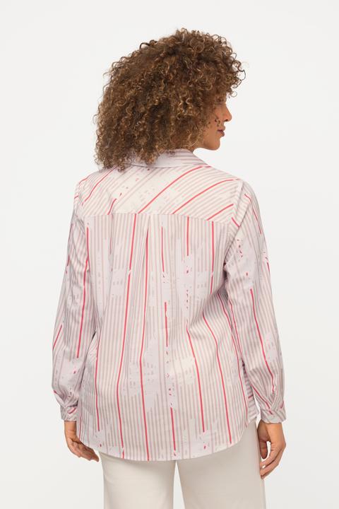 Immagine prodotto Ulla Popken Tunica dal taglio svasato con righe, colletto da camicia e maniche lunghe (54)