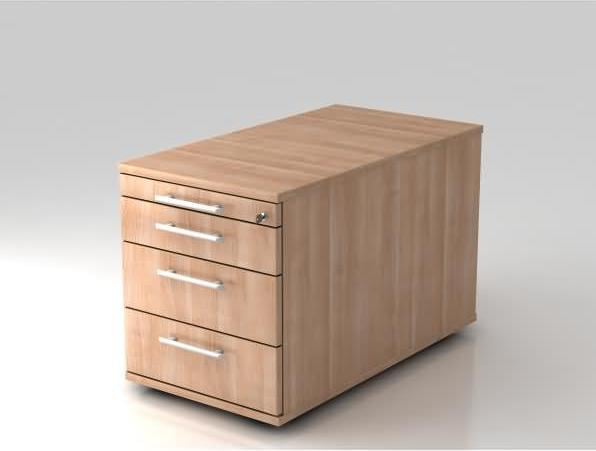 Produktbild Hammerbacher Rollcontainer 80cm,3Schub,Schloss RE Nussb.