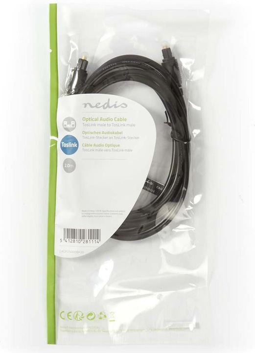 Immagine prodotto Nedis Cavo audio ottico con spina TosLink (2 m, TOSLINK)