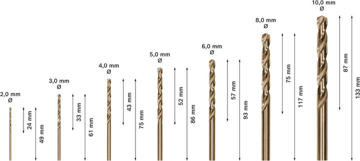 Produktbild Bosch Zubehör PRO Metal HSS-G Spiralbohrer-Set, 7-tlg. (10, 2, 3, 4, 5, 6, 8)