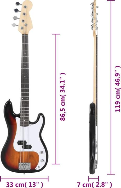 Actual product image vidaXL Jecho (Electric bass, Wood-based material, Birch wood, Solid sycamore wood)