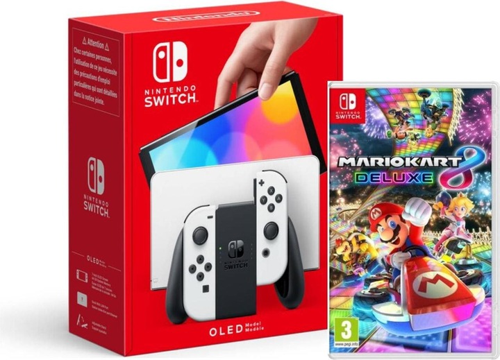 Actual product image Nintendo Switch (OLED model) White + Mario Kart 8 Deluxe