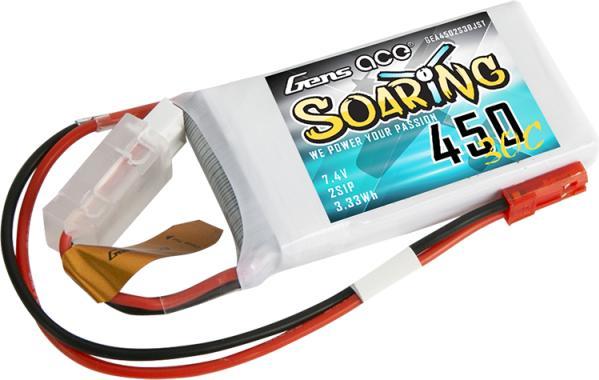 Actual product image Gens Ace Accumulator Soaring 450mAh 7.4V 30C 2S1P JST-SYP (7.40 V, 450 mAh)